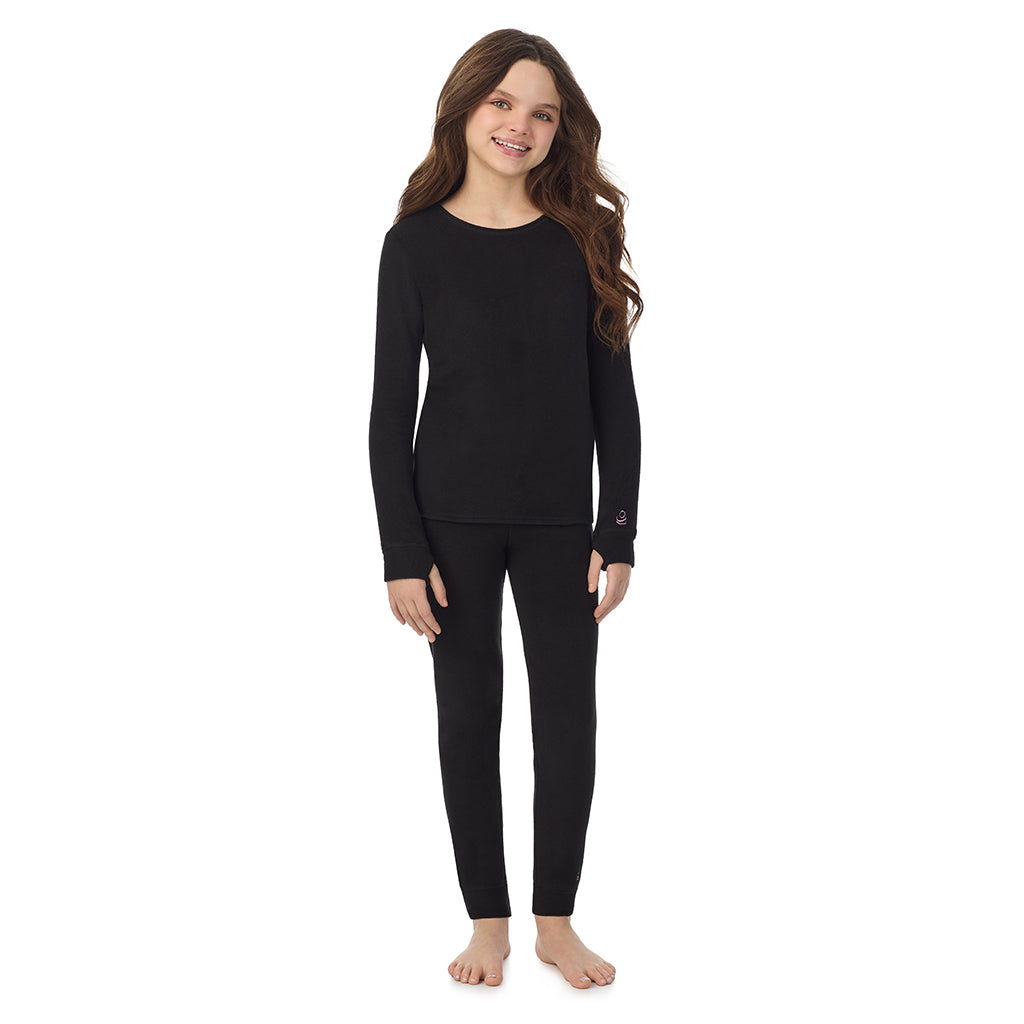 Black; @ A Black Girls Fleecewear With Stretch 2 pc. Long Sleeve Crew & Legging Set