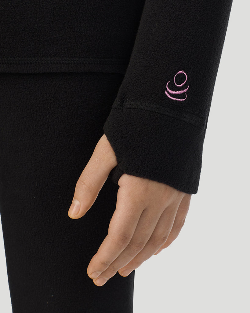  A Black Girls Fleecewear With Stretch 2 pc. Long Sleeve Crew & Legging Set in a front detail close up view