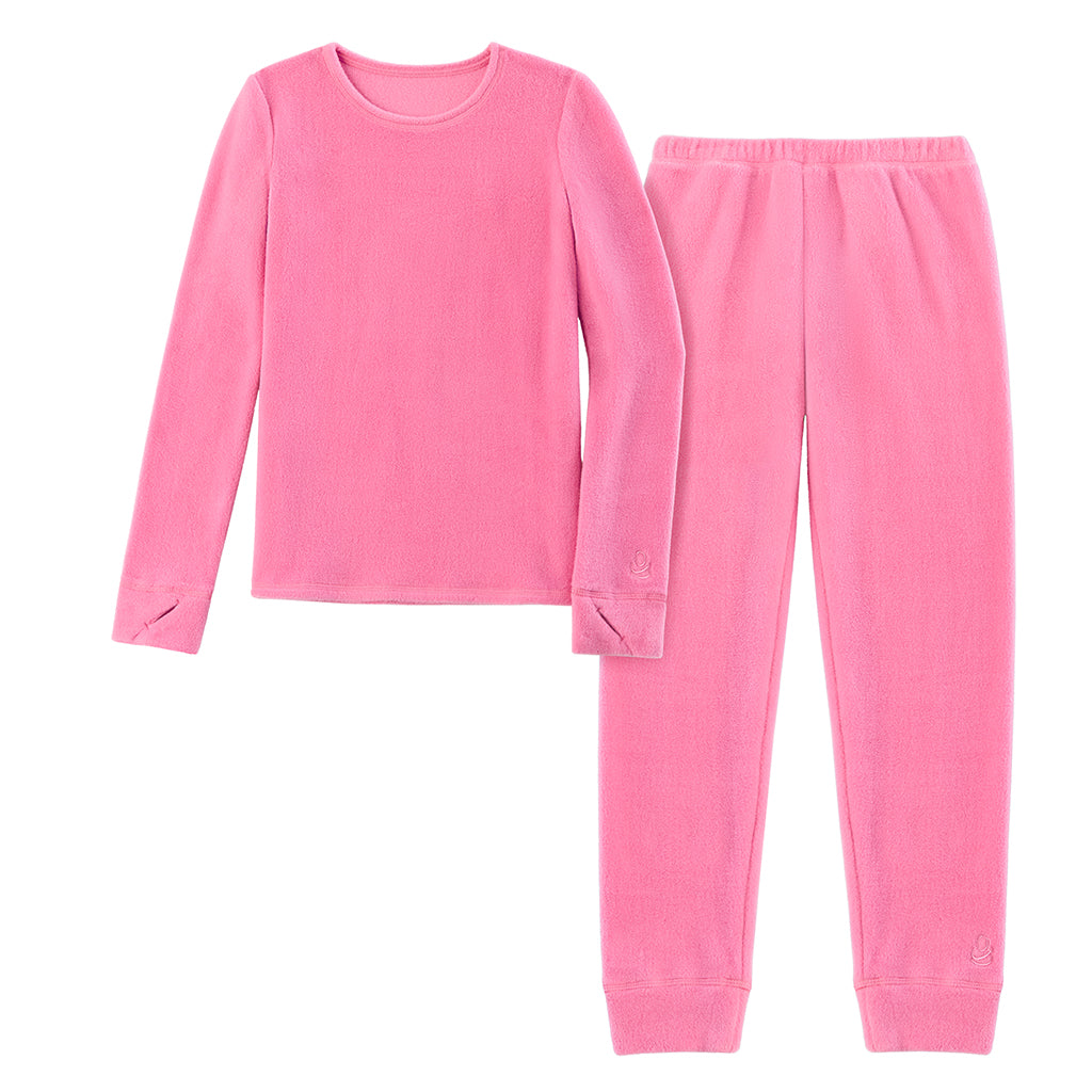  A Fiji Pink Girls Fleecewear With Stretch 2 pc. Long Sleeve Crew & Legging Set