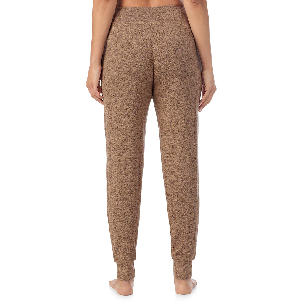  A Lady is wearing Marled Walnut Taupe Soft Knit Jogger