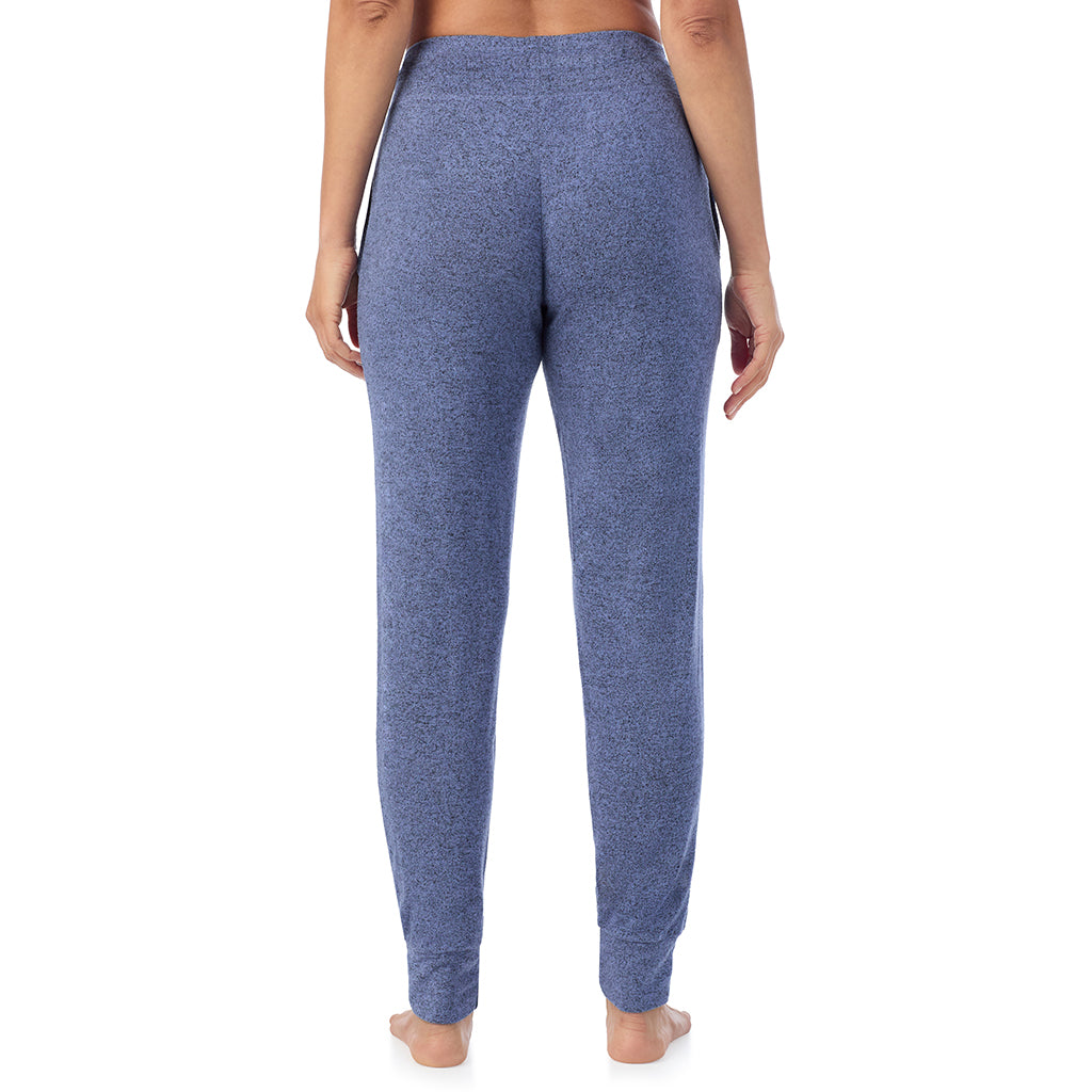  A Lady is wearing Marled Velvet Blue Soft Knit Jogger