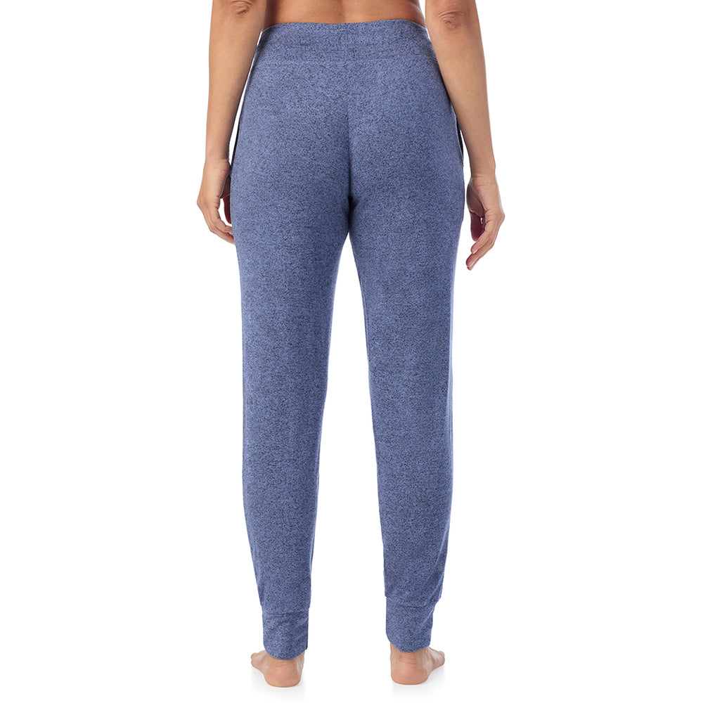 A Lady is wearing Marled Velvet Blue Soft Knit Jogger