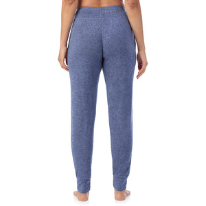  A Lady is wearing Marled Velvet Blue Soft Knit Jogger