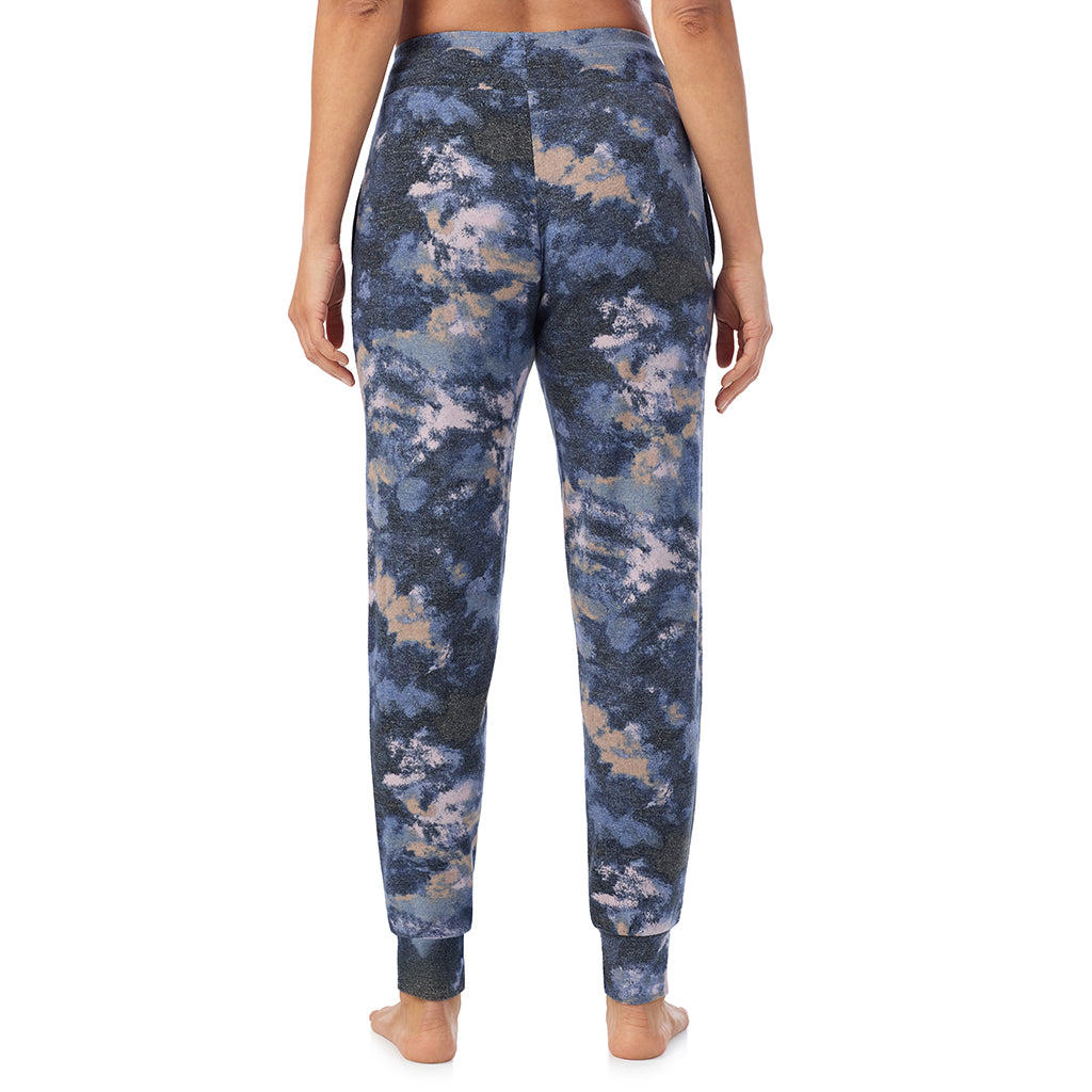  A Lady is wearing Multi Blue Texture Soft Knit Jogger