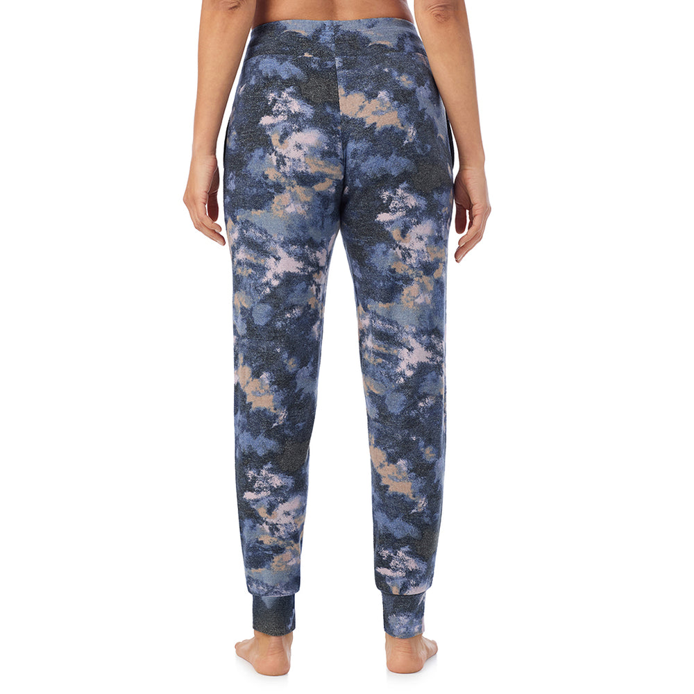 A Lady is wearing Multi Blue Texture Soft Knit Jogger