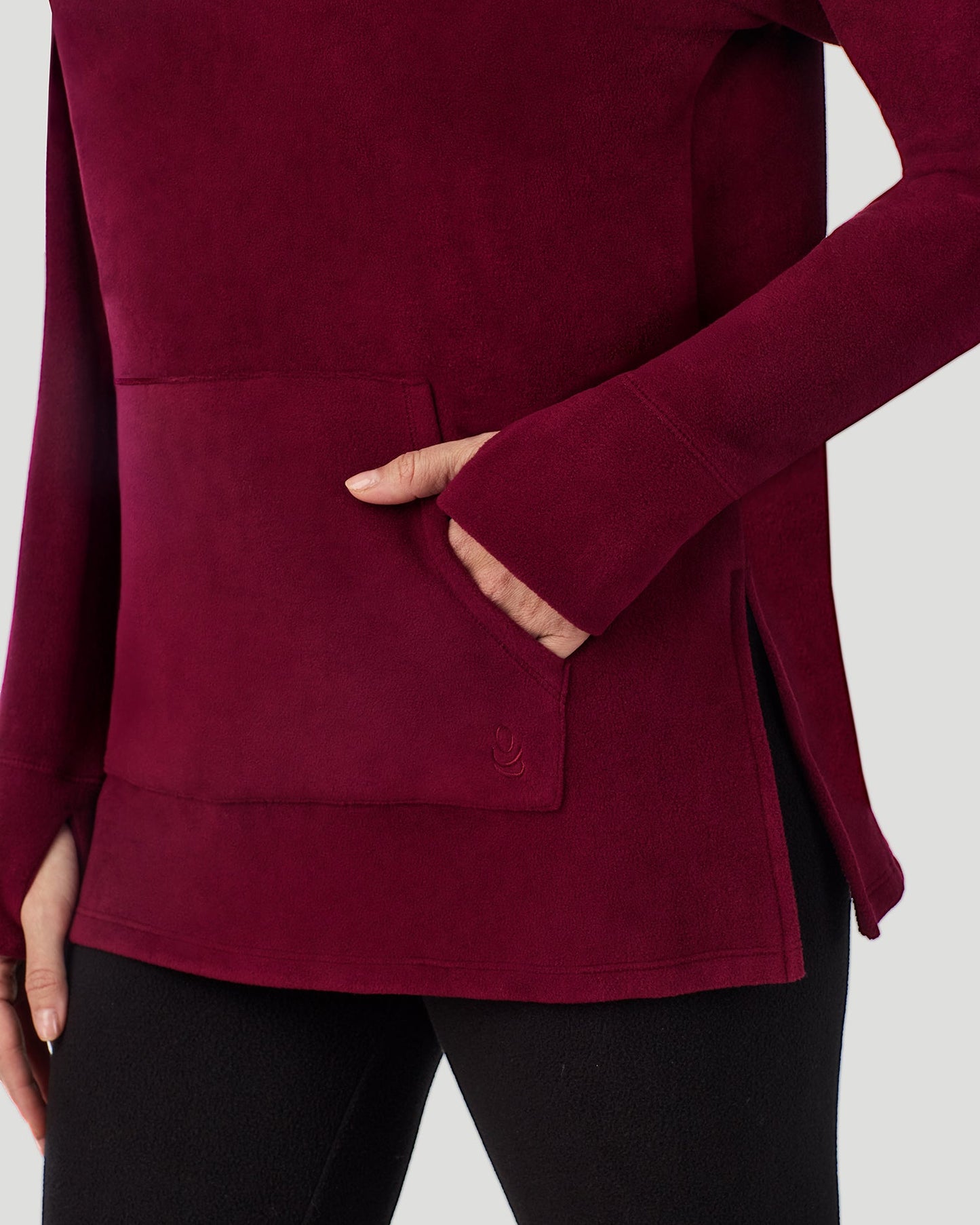 Bordeaux;@A lady wearing Fleecewear With Stretch Long Sleeve Tunic in Bordeaux