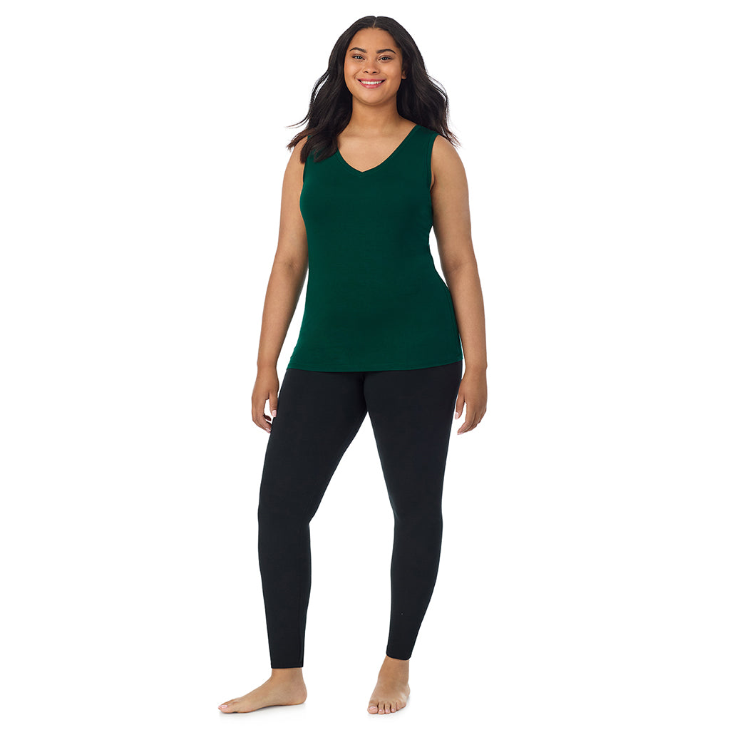 EvergreModel is wearing size 1X. She is 5'11", Bust 36", Waist 36.5", Hips 47.5". @A lady wearing evergreen sleeveless reversible tank plus.