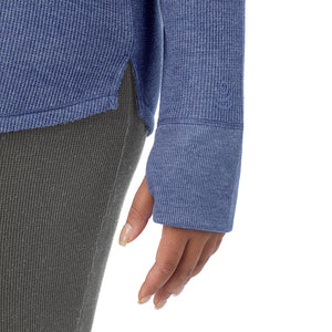  A Lady is wearing Cozy Stretch Thermal Long Sleeve Crew PLUS