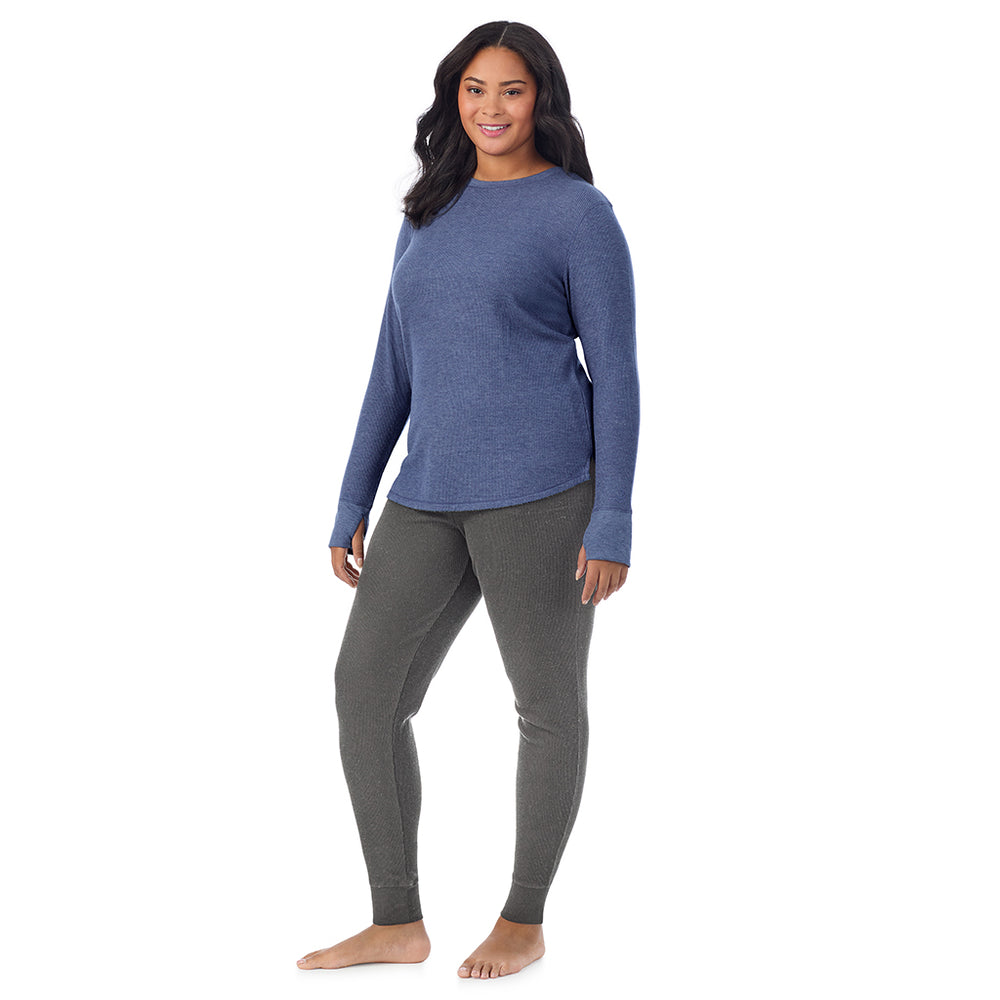 A Lady is wearing Cozy Stretch Thermal Long Sleeve Crew PLUS
