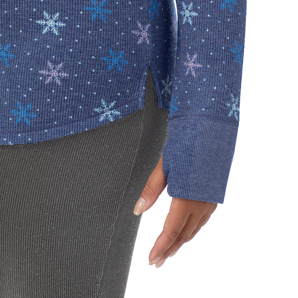 A Lady is wearing Cozy Stretch Thermal Long Sleeve Crew PLUS