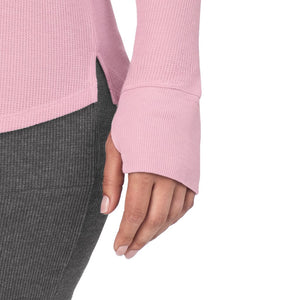  A Lady is wearing Cozy Stretch Thermal Long Sleeve Crew PLUS
