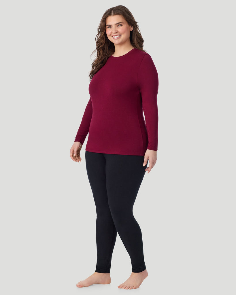  A Plus size lady wearing Scarlet Softwear With Stretch Long Sleeve Crew PLUS in a front view standing pose