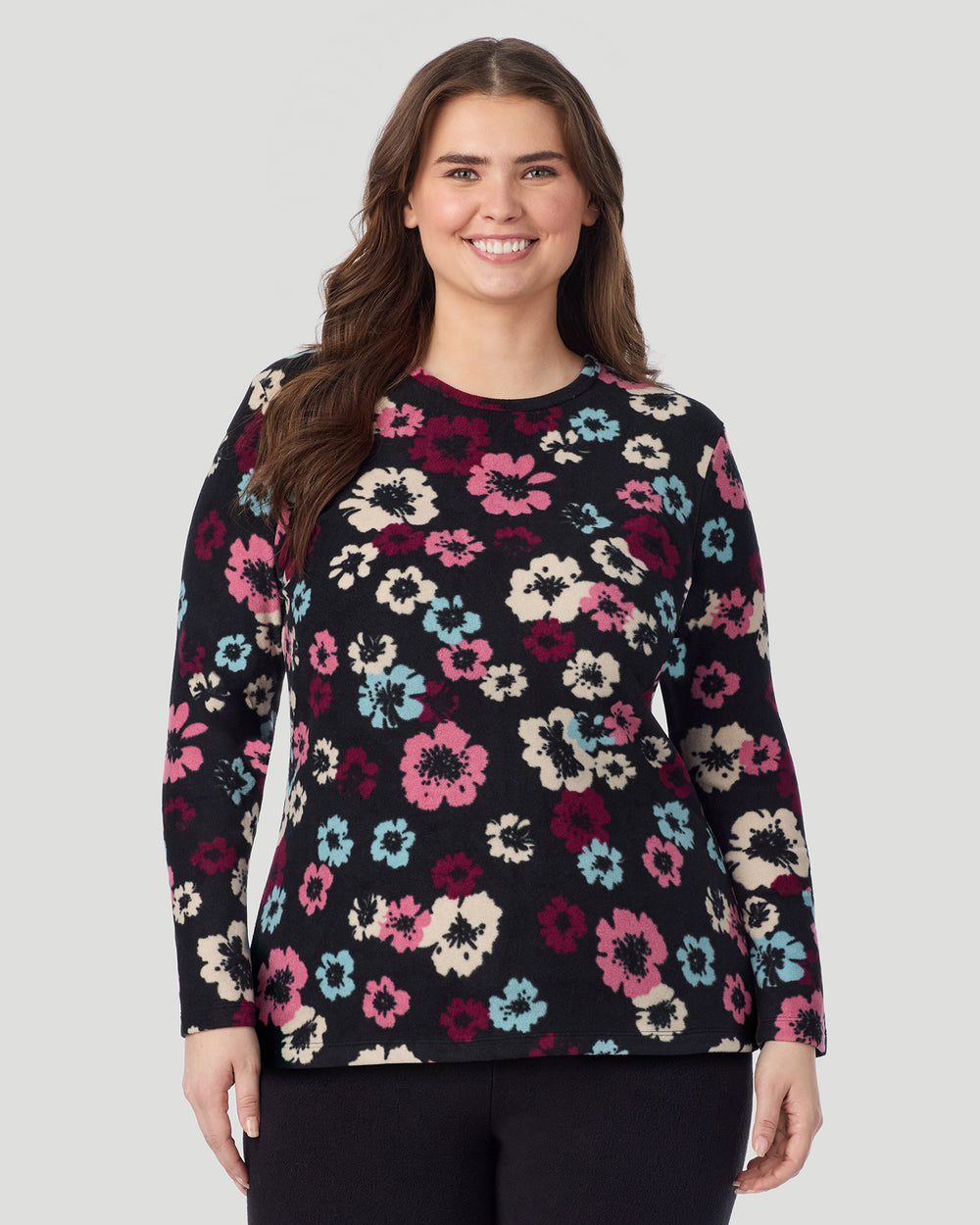 Fleecewear with Stretch Long Sleeve Crew PLUS