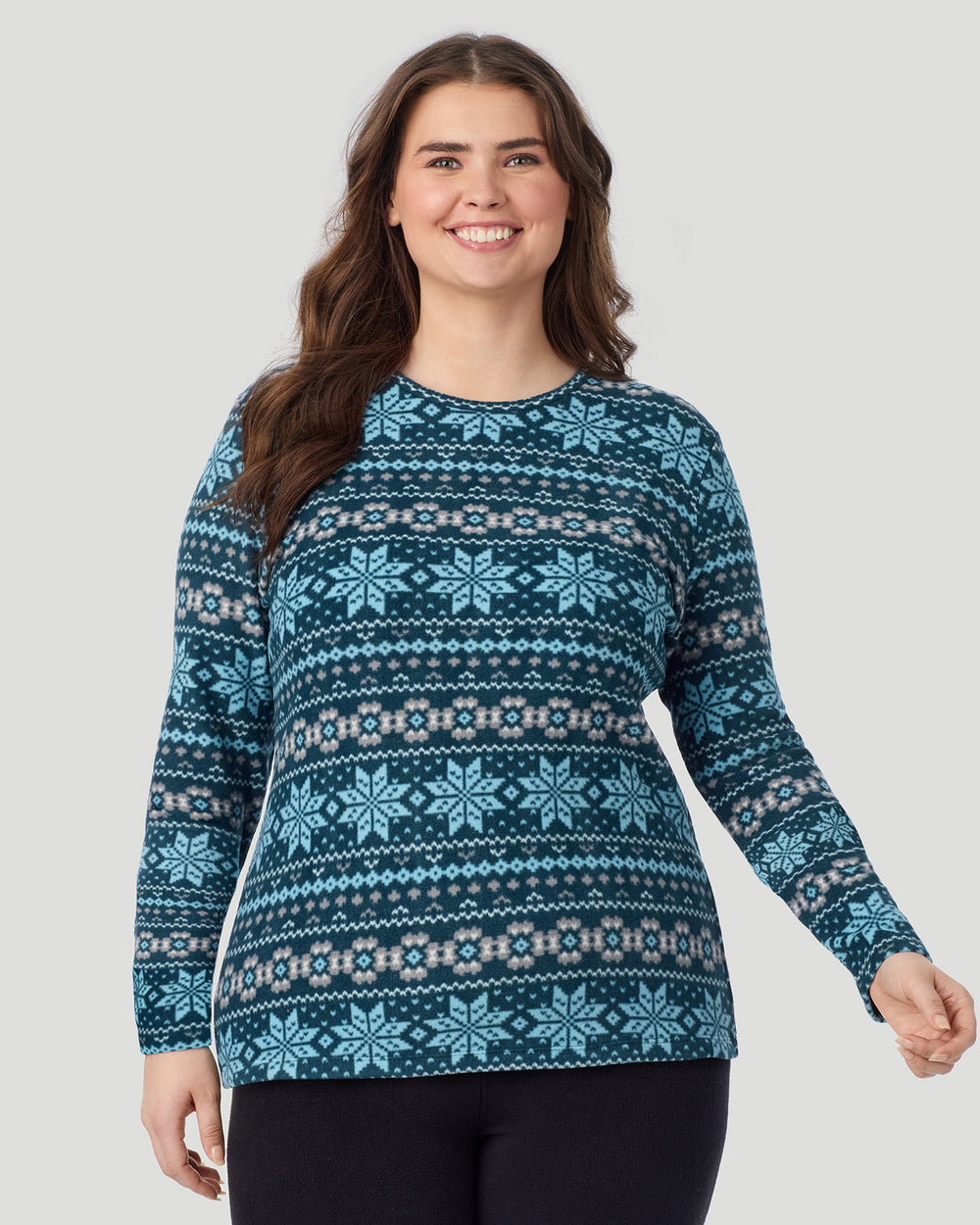 Fleecewear with Stretch Long Sleeve Crew PLUS