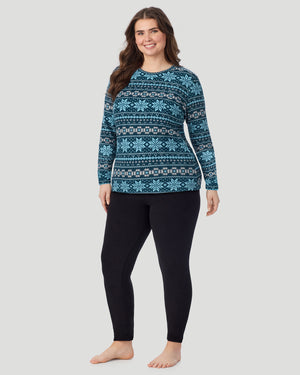 Fleecewear with Stretch Long Sleeve Crew PLUS