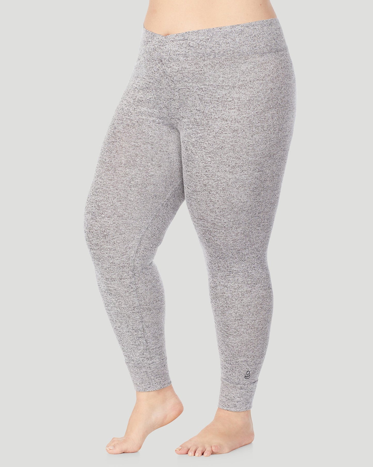 Marled Grey;@A lady wearing SoftKnit Legging PLUS in Marled Grey  