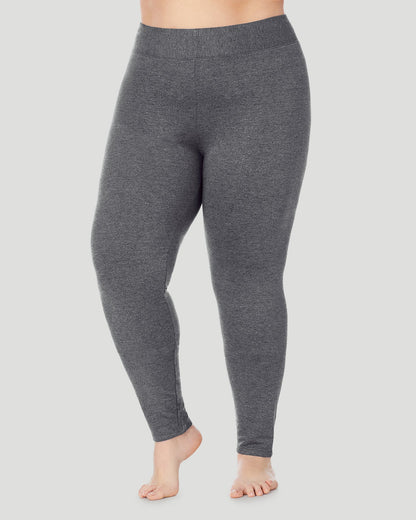 A lady wearing Ultra Cozy Legging PLUS in Charcoal Heather  