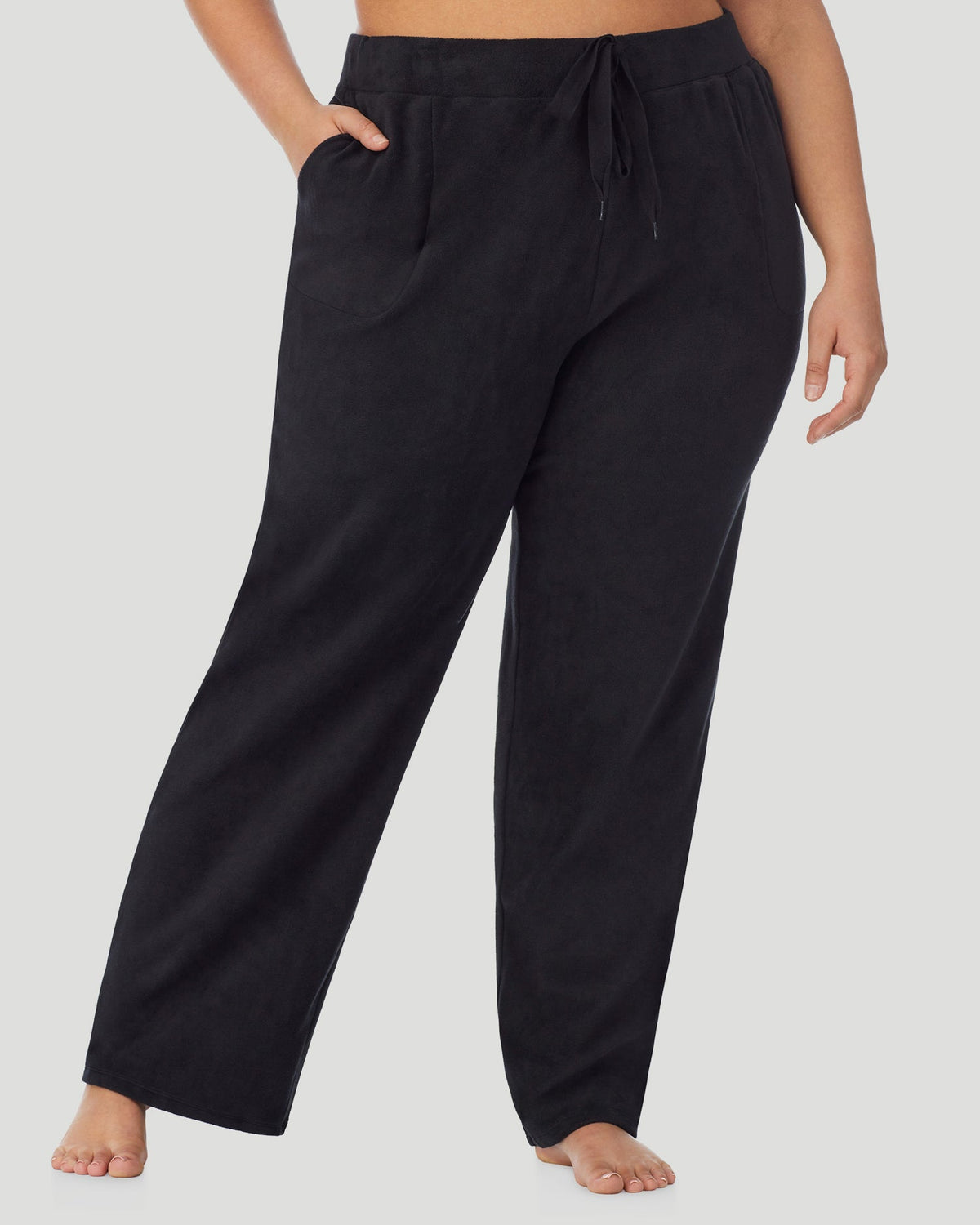 Black;@A lady wearing Fleecewear With Stretch Lounge Pant PLUS in Black  