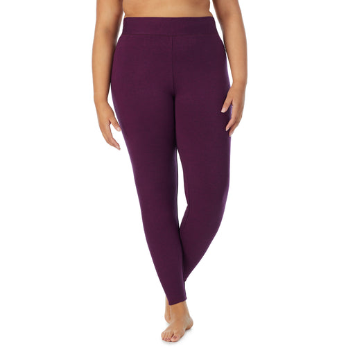Purple Beet Heather;Model is wearing size 1X. She is 5’11”, Bust 36”, Waist 36.5”, Hips 47.5”.@A lady wearing Ultra Cozy Legging PLUS