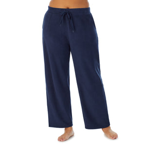 A lady wearing Fleecewear With Stretch Lounge Pant PLUS in Navy Blazer  