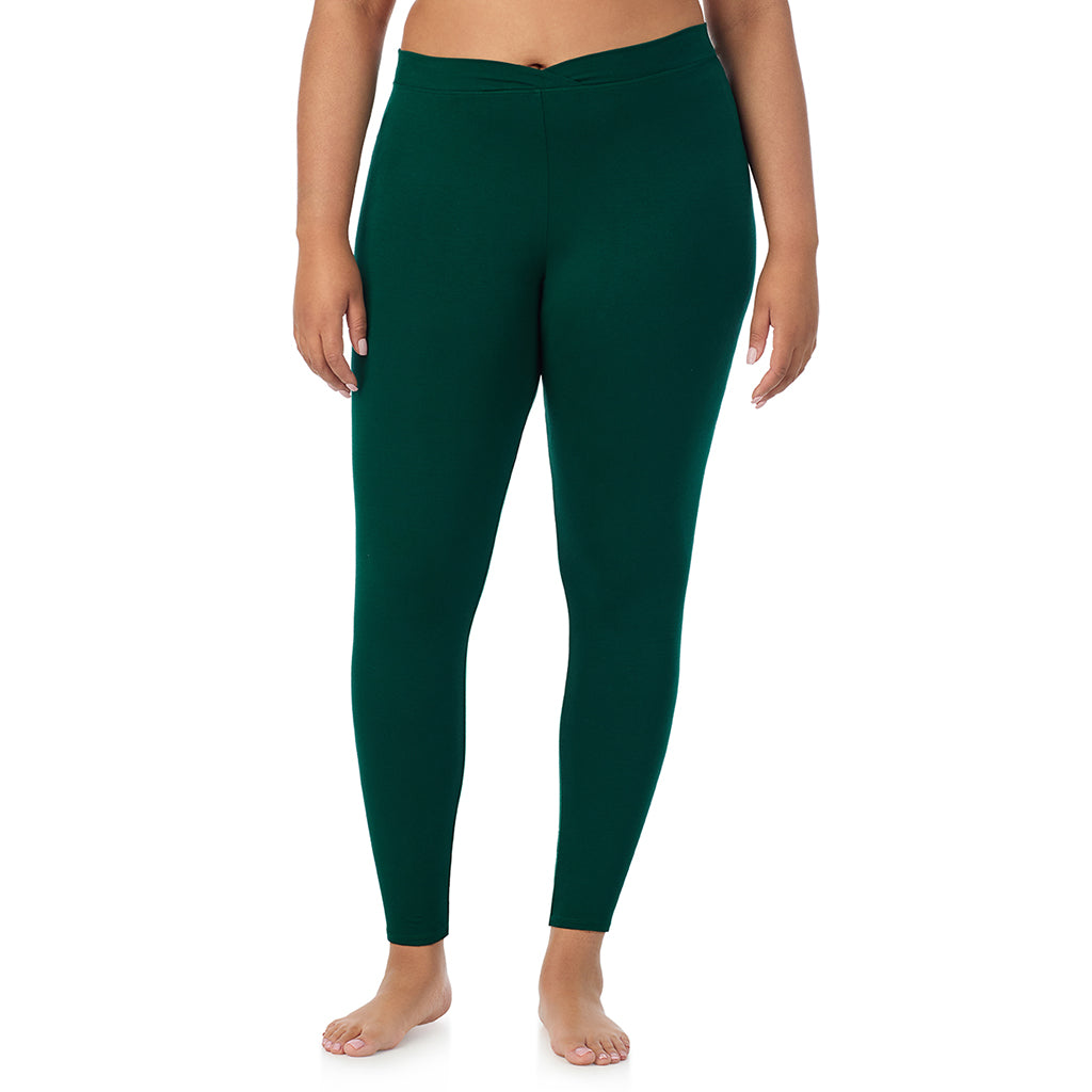 Evergreen;Model is wearing size 1X. She is 5'11", Bust 36", Waist 36.5", Hips 47.5". @A lady wearing a evergreen stretch legging plus.