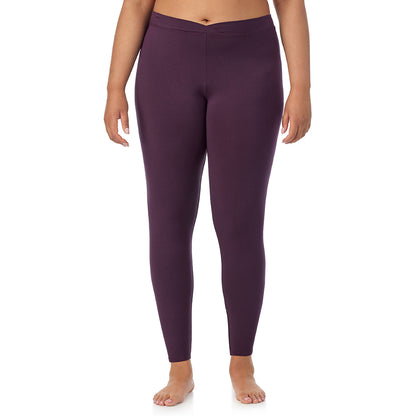 Boysenberry;Model is wearing size 1X. She is 5'11", Bust 36", Waist 36.5", Hips 47.5". @A lady wearing a boysenberry stretch legging plus.