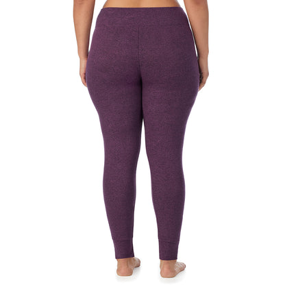 Marled Boysenberry; Model is wearing size 1X. She is 5'10", Bust 40", Waist 33", Hips 47"@ A Lady is wearing Marled Boysenberry Soft Knit Legging PLUS