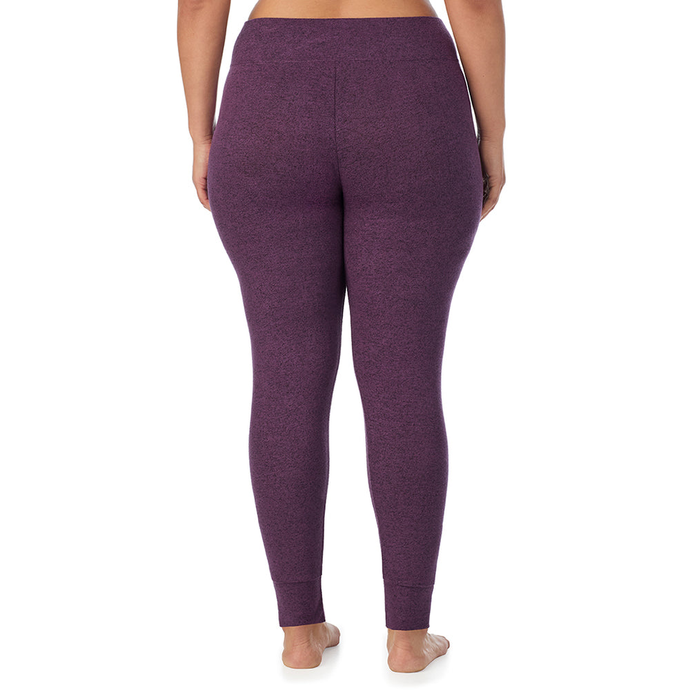 A Lady is wearing Marled Boysenberry Soft Knit Legging PLUS