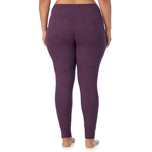  A Lady is wearing Marled Boysenberry Soft Knit Legging PLUS