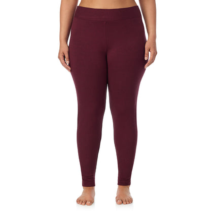 Cabernet Heather;Model is wearing size 1X. Model is wearing size 1X. She is 5'10", Bust 40", Waist 33", Hips 47".@A lady wearing cabernet heather Ultra Cozy Legging PLUS