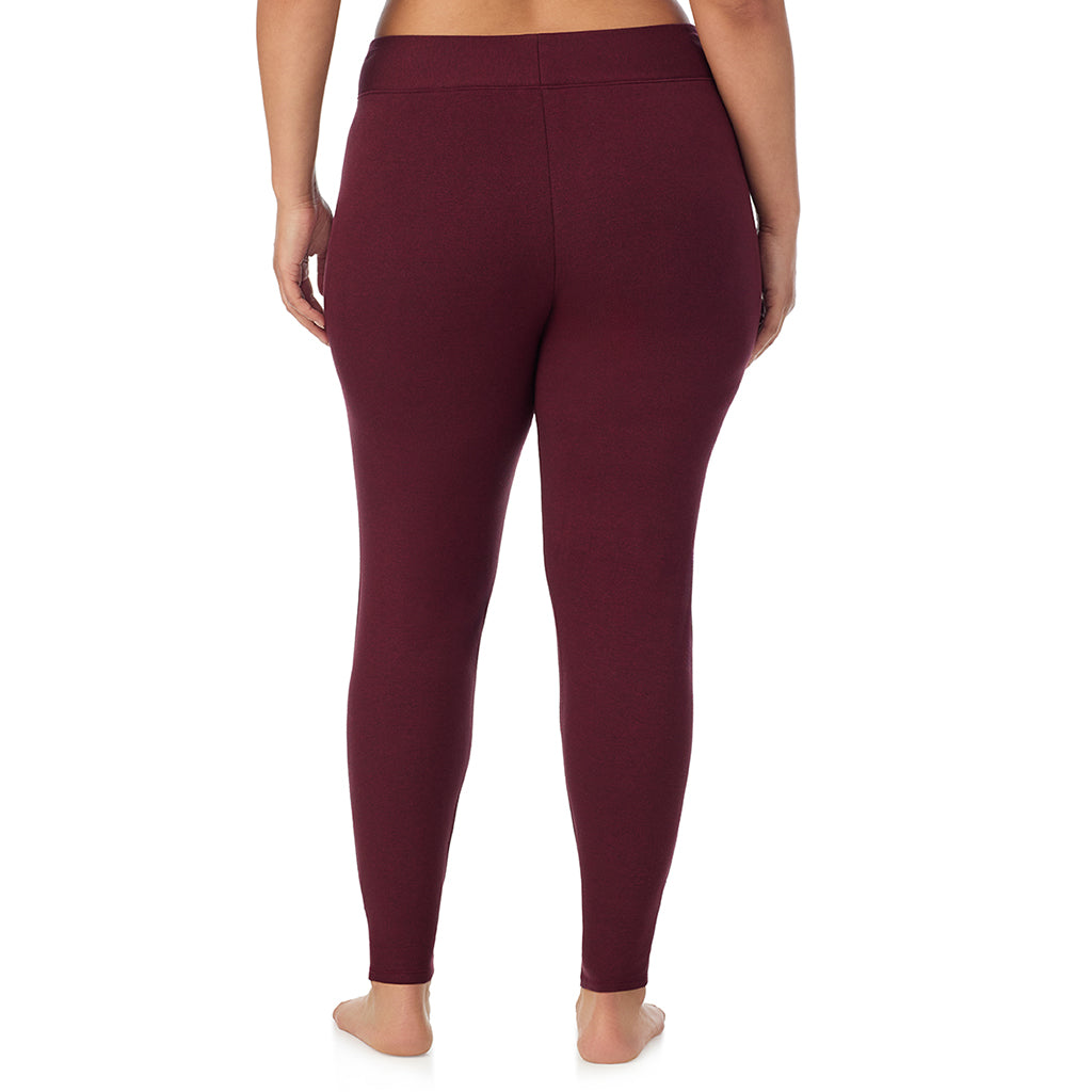 A lady wearing cabernet heather Ultra Cozy Legging PLUS