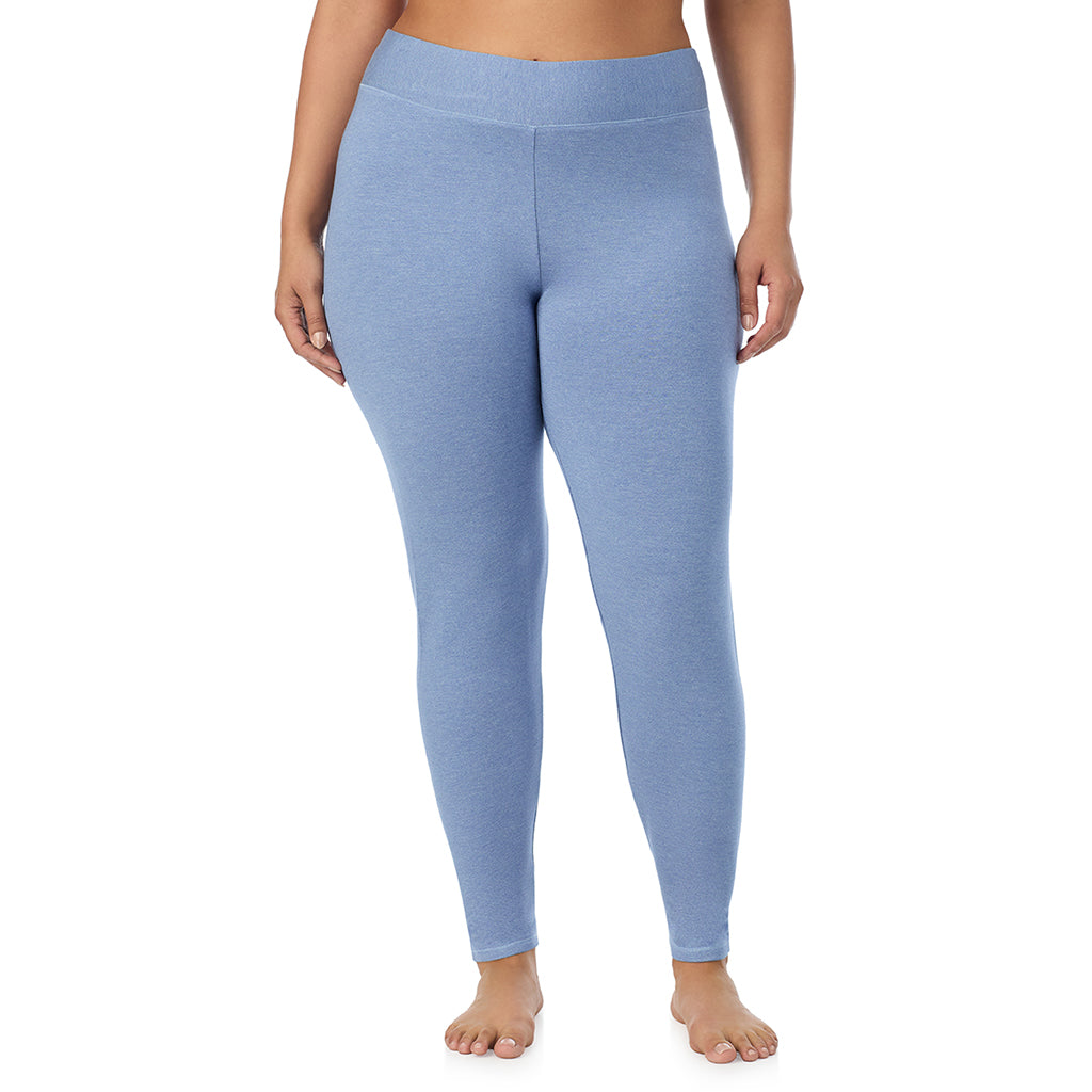 Smoke Blue Heather;Model is wearing size 1X. Model is wearing size 1X. She is 5'10", Bust 40", Waist 33", Hips 47".@A lady wearing smoke blue heather Ultra Cozy Legging PLUS