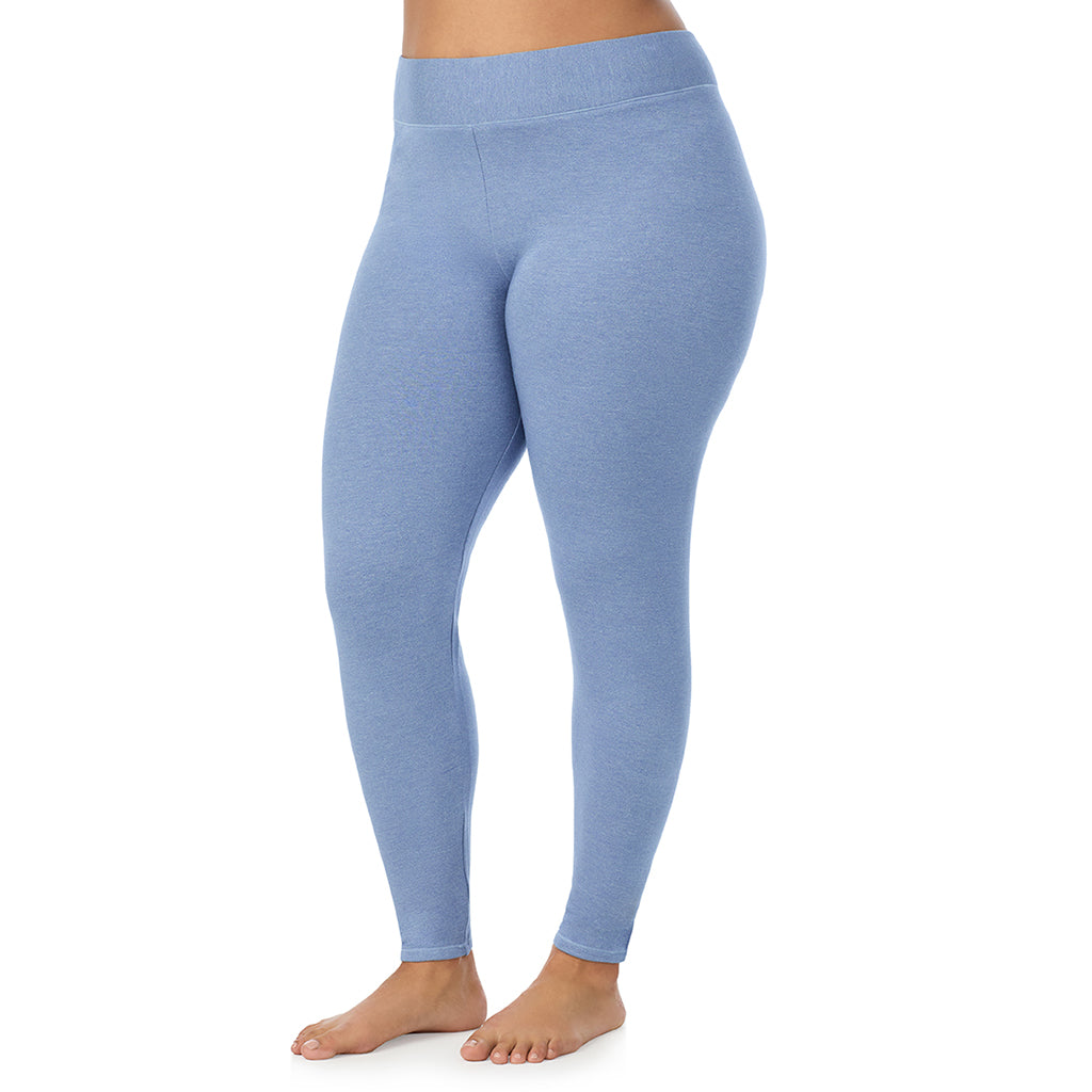 A lady wearing smoke blue heather Ultra Cozy Legging PLUS