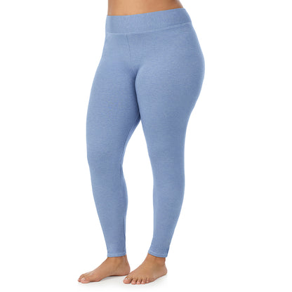 Smoke Blue Heather;Model is wearing size 1X. Model is wearing size 1X. She is 5'10", Bust 40", Waist 33", Hips 47".@A lady wearing smoke blue heather Ultra Cozy Legging PLUS