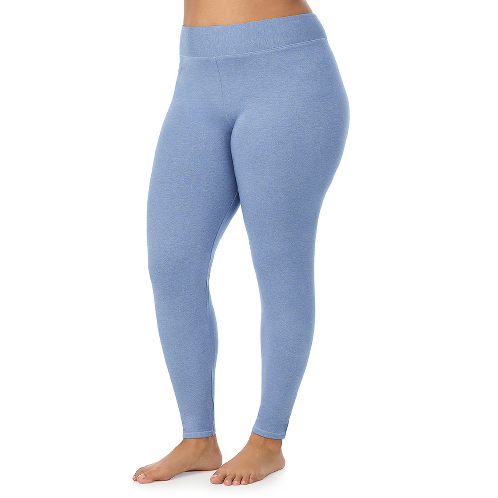 A lady wearing smoke blue heather Ultra Cozy Legging PLUS