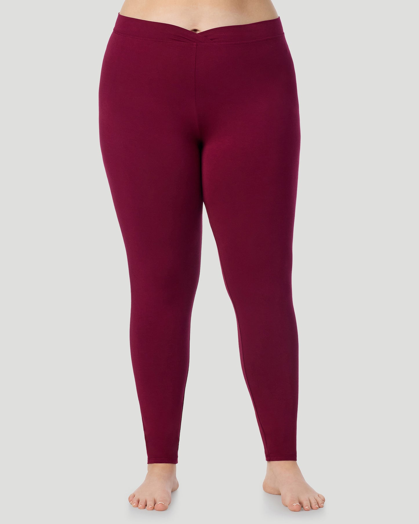 Scarlet; Model is wearing size 1X. She is 5'10", Bust 40", Waist 33", Hips 47". @ A Plus size lady wearing Scarlet Softwear With Stretch Long Sleeve Crew PLUS in a front facing pose