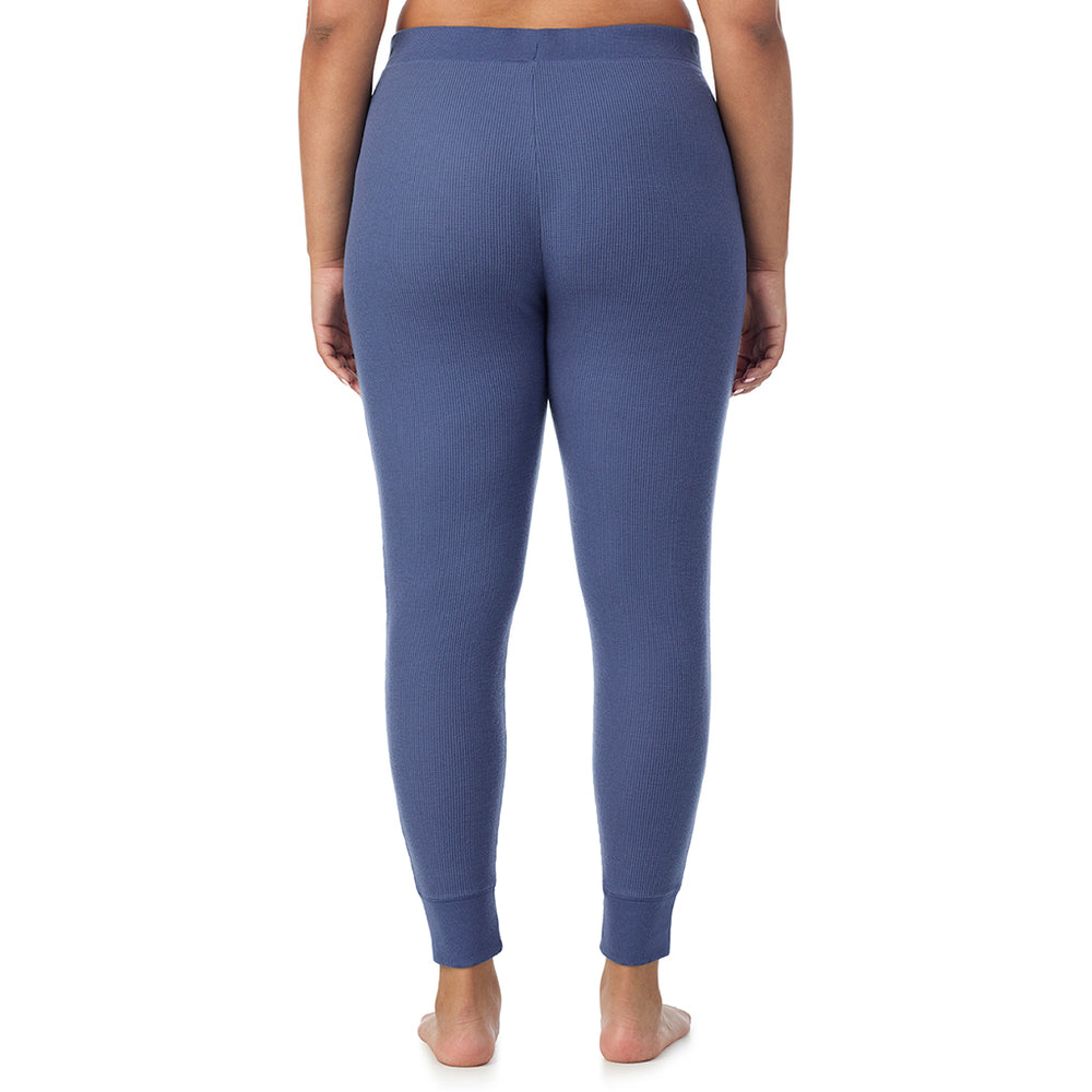 A Lady is wearing a Smoke Blue Cozy Stretch Thermal Legging PLUS