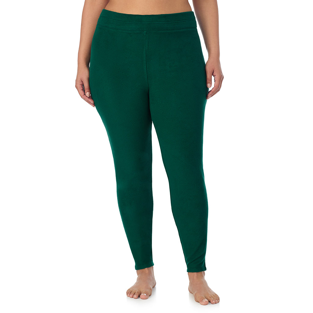 Evergreen; Model is wearing size 1X. She is 5'10", Bust 40", Waist 33", Hips 47"@ A Lady is wearing Evergreen Fleecewear With Stretch Legging PLUS !94% Recycled Polyester, 6% Spandex !