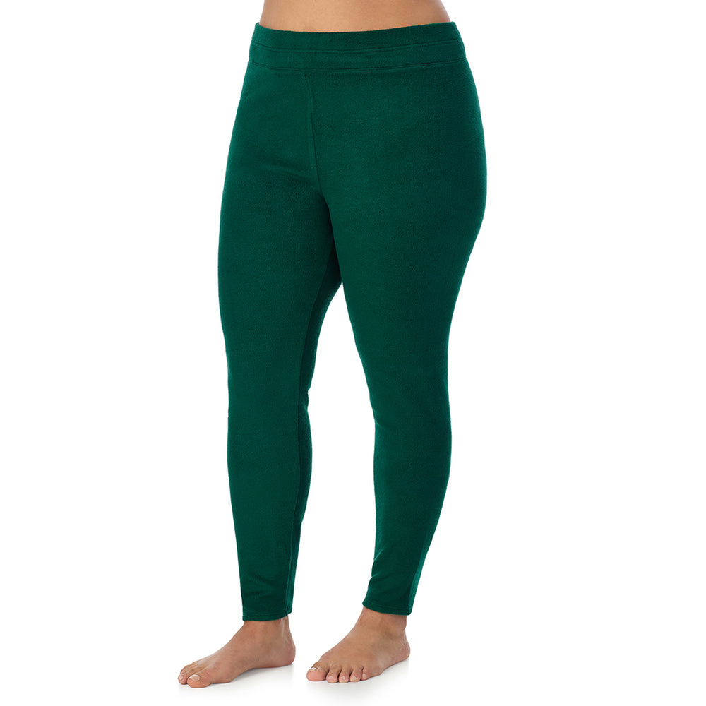 A Lady is wearing Evergreen Fleecewear With Stretch Legging PLUS !94% Recycled Polyester, 6% Spandex !
