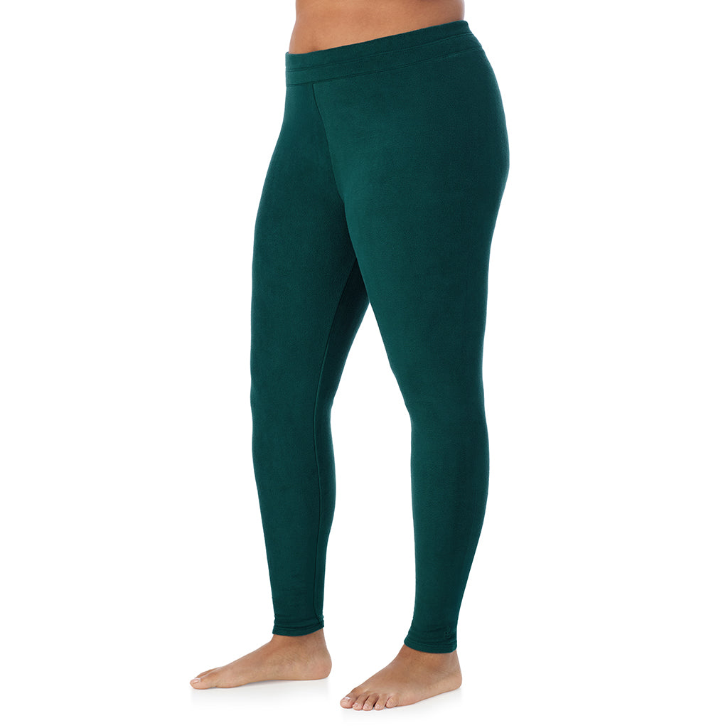  A Lady is wearing Dark Pine Fleecewear With Stretch Legging PLUS !94% Recycled Polyester, 6% Spandex !