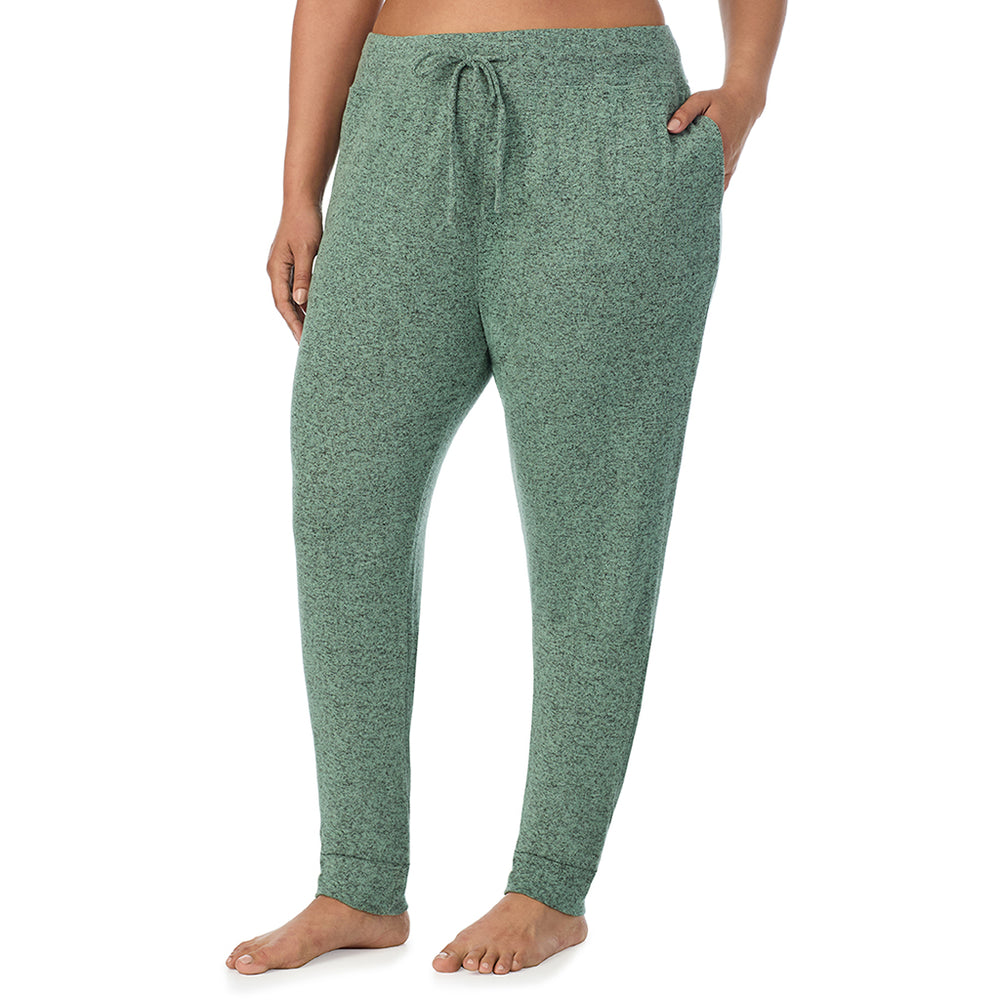 A Lady is wearing Marled Soft Olive Soft Knit Jogger PLUS