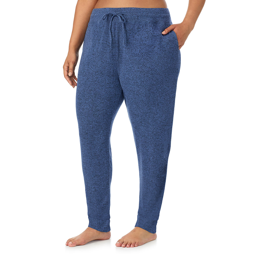  A Lady is wearing Marled Smoke Blue Soft Knit Jogger PLUS