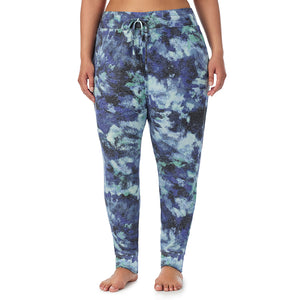  A Lady is wearing Blue Texture Soft Knit Jogger PLUS