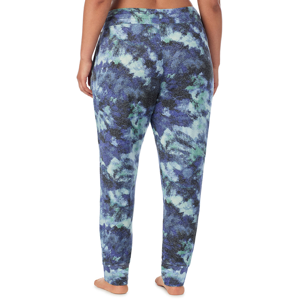 A Lady is wearing Blue Texture Soft Knit Jogger PLUS