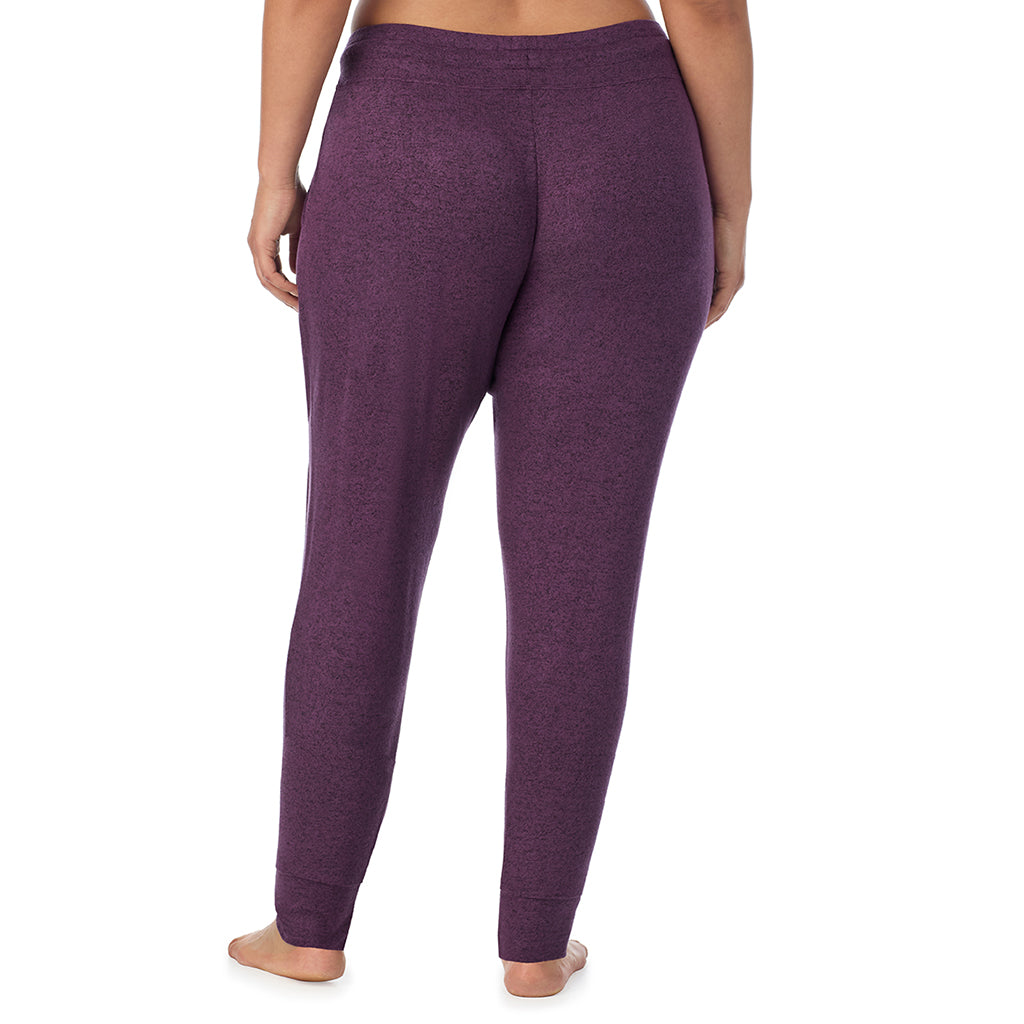  A Lady is wearing Marled Boysenberry Soft Knit Jogger PLUS