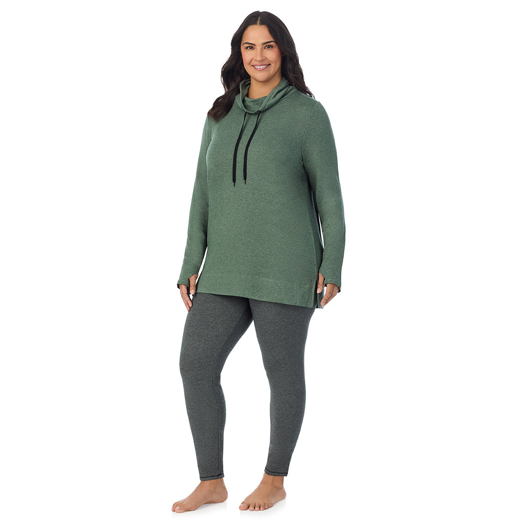 A lady wearing Ultra Cozy Long Sleeve Cowl Neck Tunic PLUS