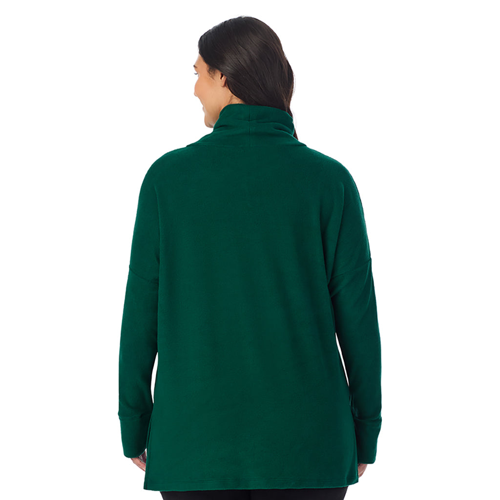  A Lady is wearing Evergreen Evergreen Fleecewear With Stretch Long Sleeve Tunic PLUS