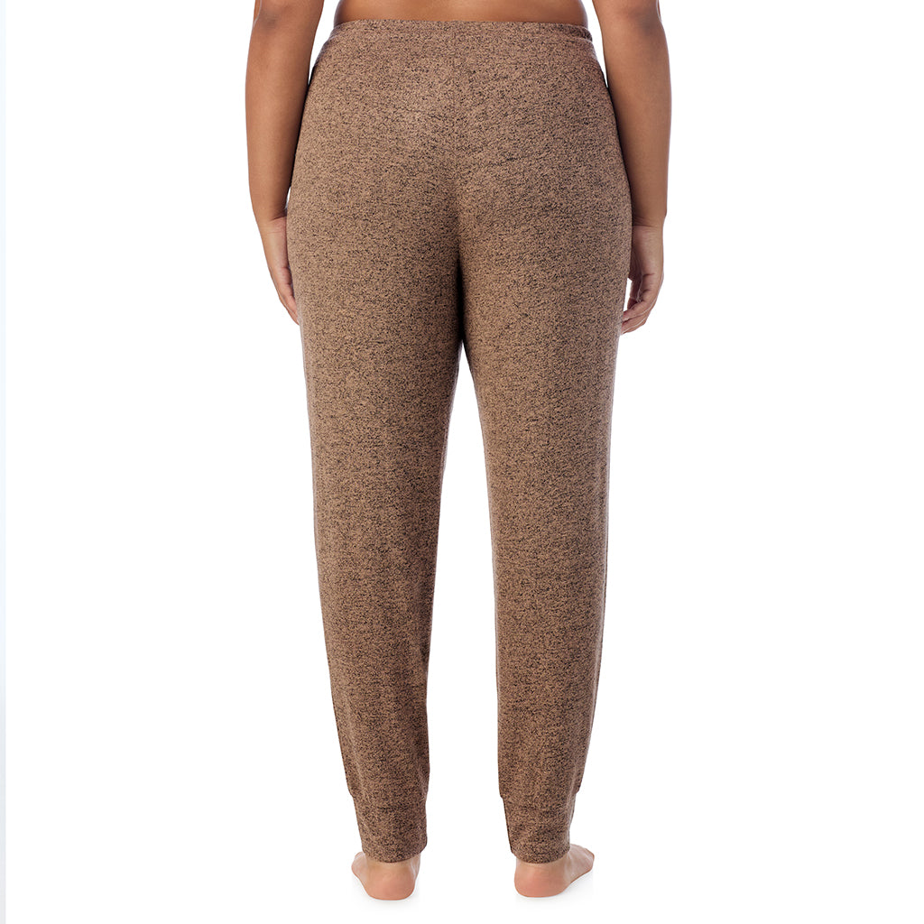  A Lady is wearing Marled Walnut Taupe Soft Knit Jogger PLUS