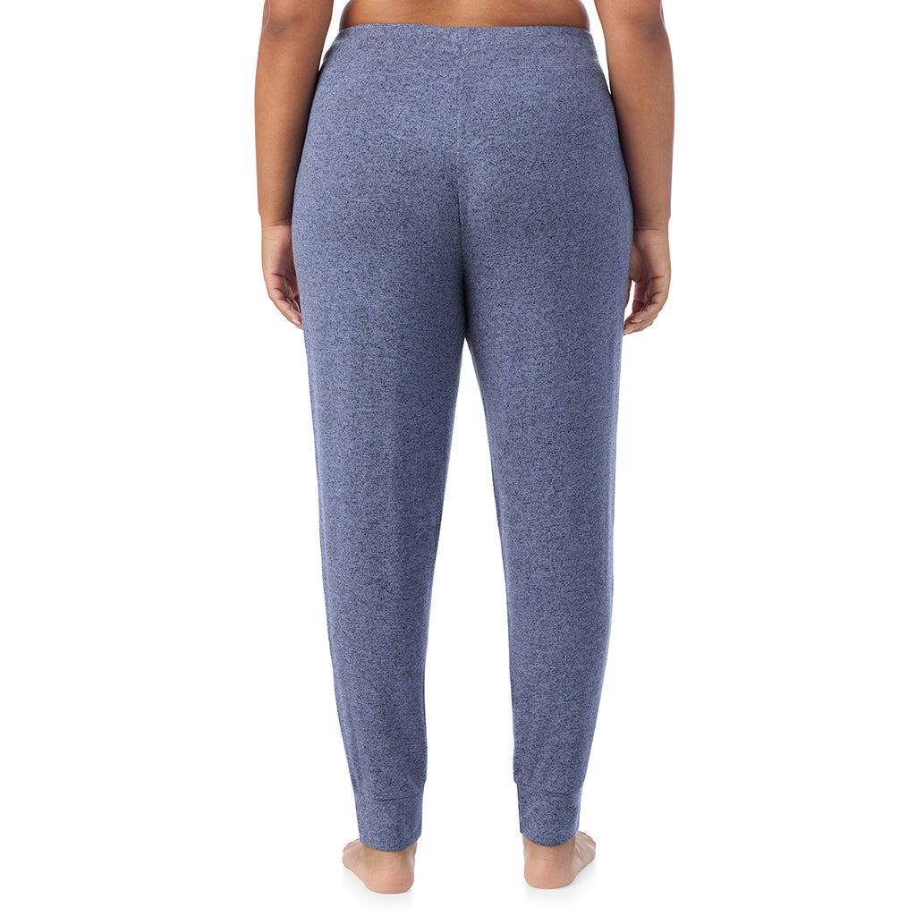  A Lady is wearing Marled Velvet Blue Soft Knit Jogger PLUS