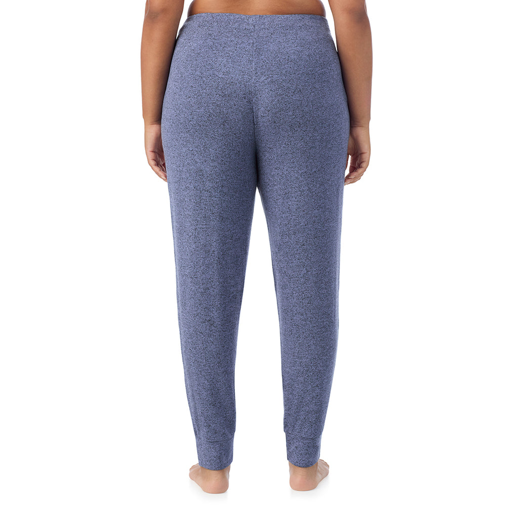 A Lady is wearing Marled Velvet Blue Soft Knit Jogger PLUS
